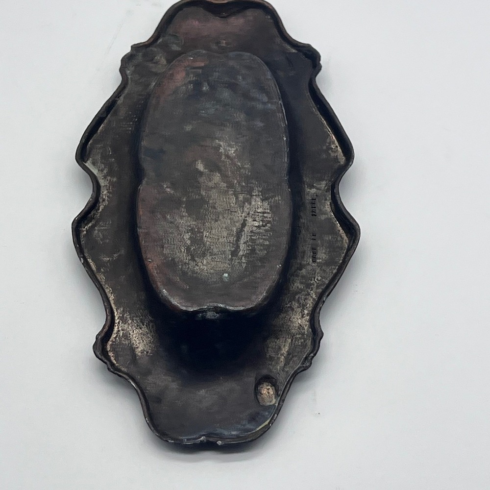 Vintage Vanity Tray Trinket Dish Metal Ornate Art Nouveau Made in Japan - Picture 10 of 14